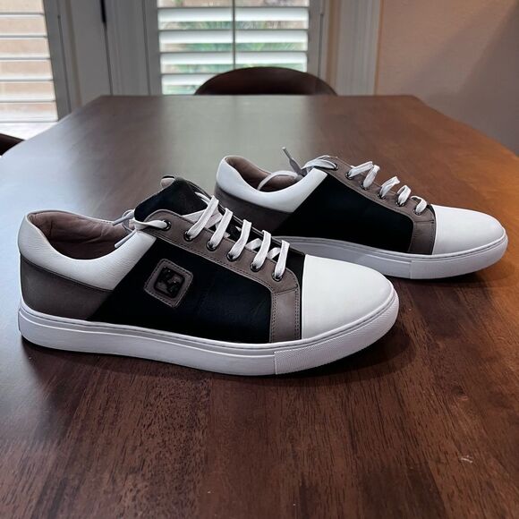 Robert Graham Trixie RG5346L Men’s 10.5 White Tan Black Leather Low Top Sneakers - Picture 2 of 10